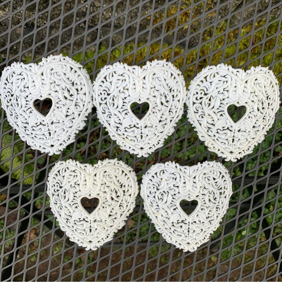 Vintage Lot Wilton White Plastic Cake Decoration Heart Panel Corner Filigree 70s - Picture 2 of 11